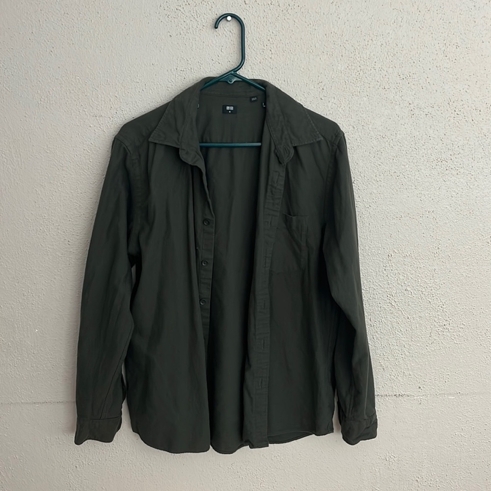 green fitted button up